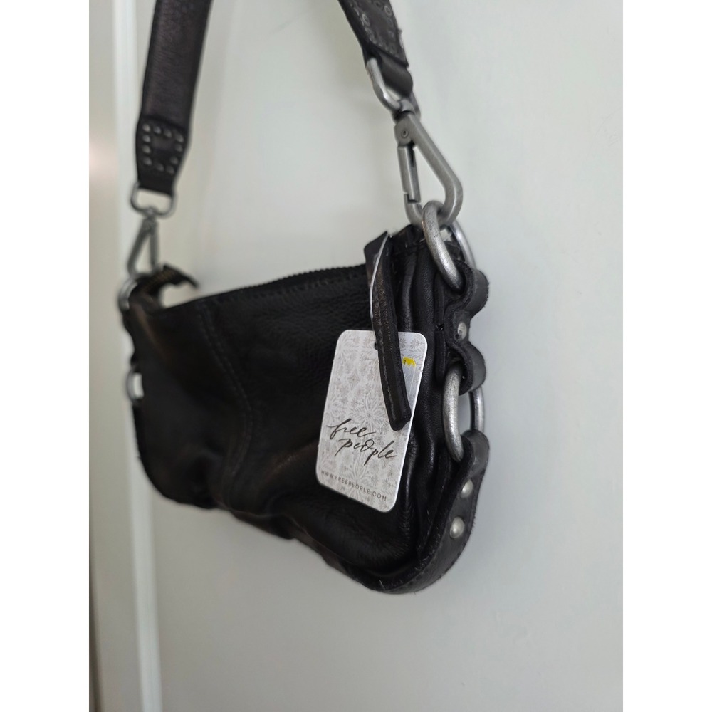 Free People We The Free Lillie Leather Shoulder Bag Black Baguette Y2K NWT - Picture 5 of 9